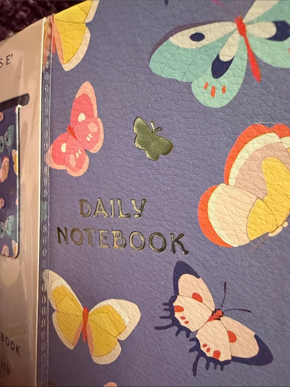 Muse “Butterfly Lavender” Daily Notebook with Mint Bow Pen. 272 lined pages.